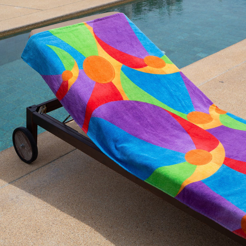 Printed Velour Beach Towel Beach Balls Design 30x60in. Buy one or a Case of 24