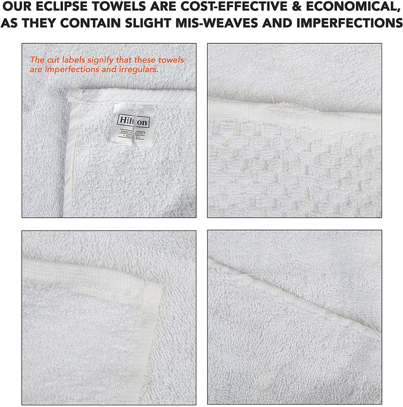 Eclipse Irregular Bath Towels (24"x50", Bulk Case Pack of 24, White) Perfect for Home, Bathroom, Hotel, Spa, Resort