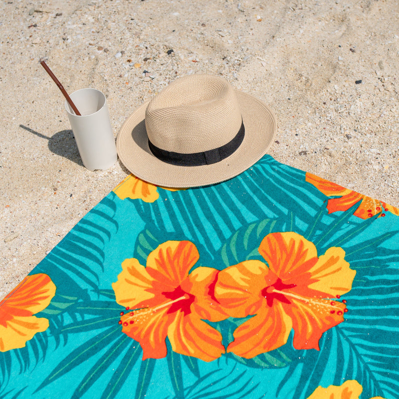 Printed Velour Beach Towel - 30 x 60 - Flowers Design, Buy One or a Bulk Case of 24