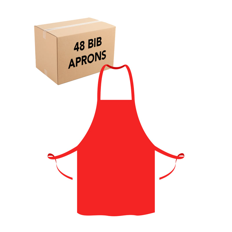 Bib Apron with Adjustable Ties, Spun Polyester, 3 Colors, Buy a 12-Pack or Case of 48
