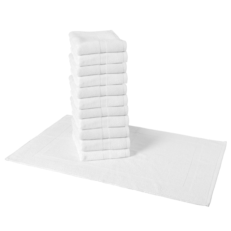 Admiral Hospitality Bath Mat Rugs, 20x30 White, Cotton Blend, Packs of 12 and Cases of 60