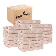 True Color Ring-Spun Cotton Bath Towels (Case of 24), Ring Spun Cotton, 25x52 in., Six Colors