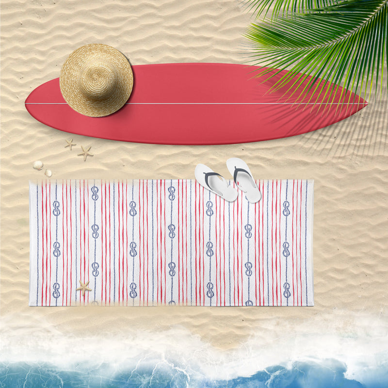 Printed Velour Beach Towel Nautical Knots Design 30x60in. Buy one or a Case of 24