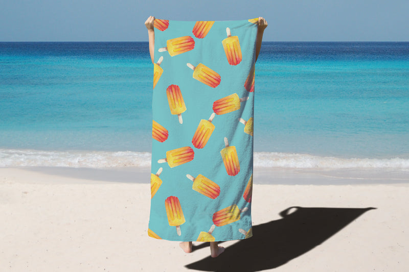 Printed Velour Beach Towel Popsicle Design 30x60in. Buy One or a Case of 24