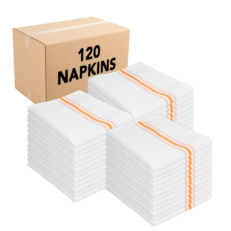 Bistro Napkins, Soft Spun Polyester, 18x22 in., Striped, 10 Colors, Buy a 12-Pack or Buy Bulk Cases of 120