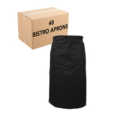 Bistro Apron, Long 30x33 in., 1 Check Pocket, 1 Pen Pocket, Adjustable Ties, 3 Colors, Bulk Case of 48 or a 12-Pack