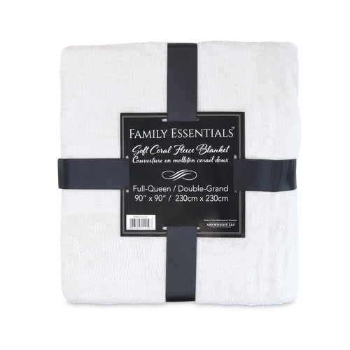 Family Essentials Coral Fleece Blankets (Bulk Case of 12), Color Assor