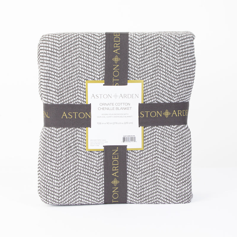 Aston and Arden Luxury Premium Ringspun Cotton Chenille Blanket (Bed Size Options), 5-Star Hotel Quality, Heavyweight 400 GSM