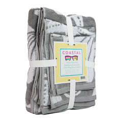 Coastal Three Piece Bath Towel Set, Washcloth, Hand Towel & Bath Towel, Cotton, Four Colors, Buy a 3-Pack or Buy a Case of 12 Sets