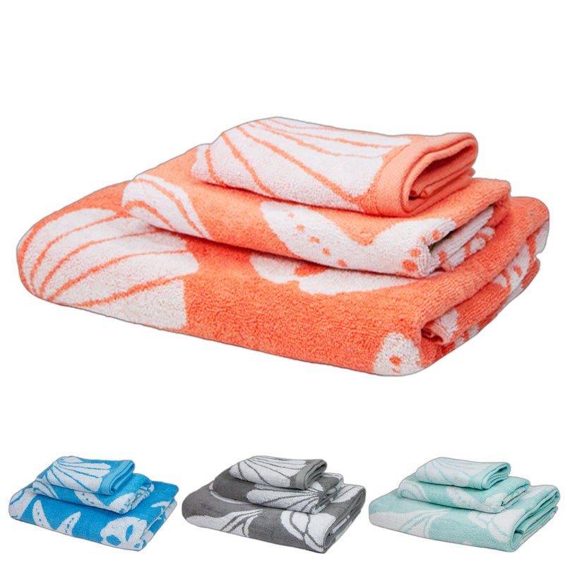 Coastal Three Piece Bath Towel Set, Washcloth, Hand Towel & Bath Towel, 100% Cotton, Four Colors, Buy a Case of 12 Sets