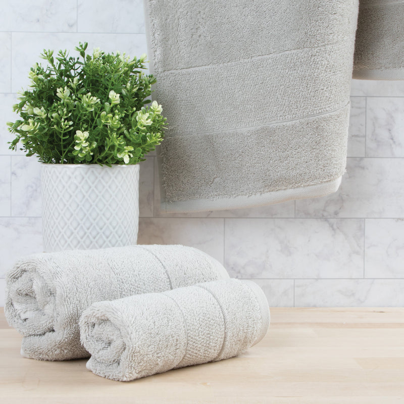 Aston and Arden Anatolia Turkish Bath Towels (2 Pack), 30x60, 600 gsm, Woven Linen-Inspired Dobby, Ring Spun Combed, Gray