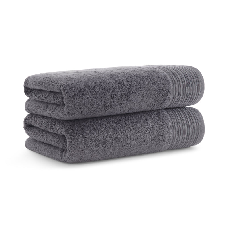 Aston and Arden Anatolia Turkish Bath Towels (2 Pack), 30x60, 600 gsm, Woven Linen-Inspired Dobby, Ring Spun Combed, Gray