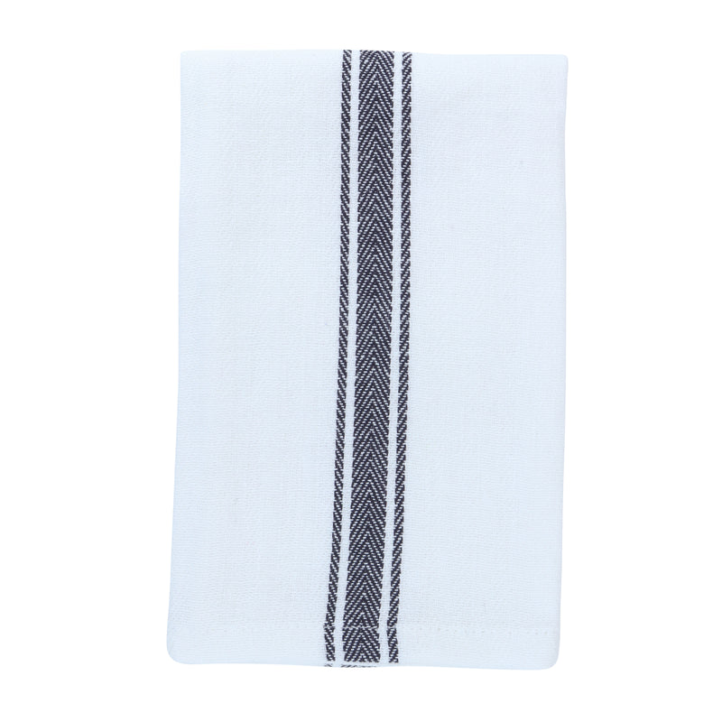 The Herringbone Tea Towel 12-Pack, Cotton, 15x25 in., Center Stripe on White, Six Colors, Buy a 12-Pack or a Bulk Case of 214