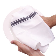 The Herringbone Tea Towel, Case of 144, Cotton, 15x25 in., Center Stripe on White, Six Colors