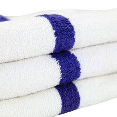 Power Gym Hand Towels (Case of 120), White, Color Stripe, Cotton,16x22 in.