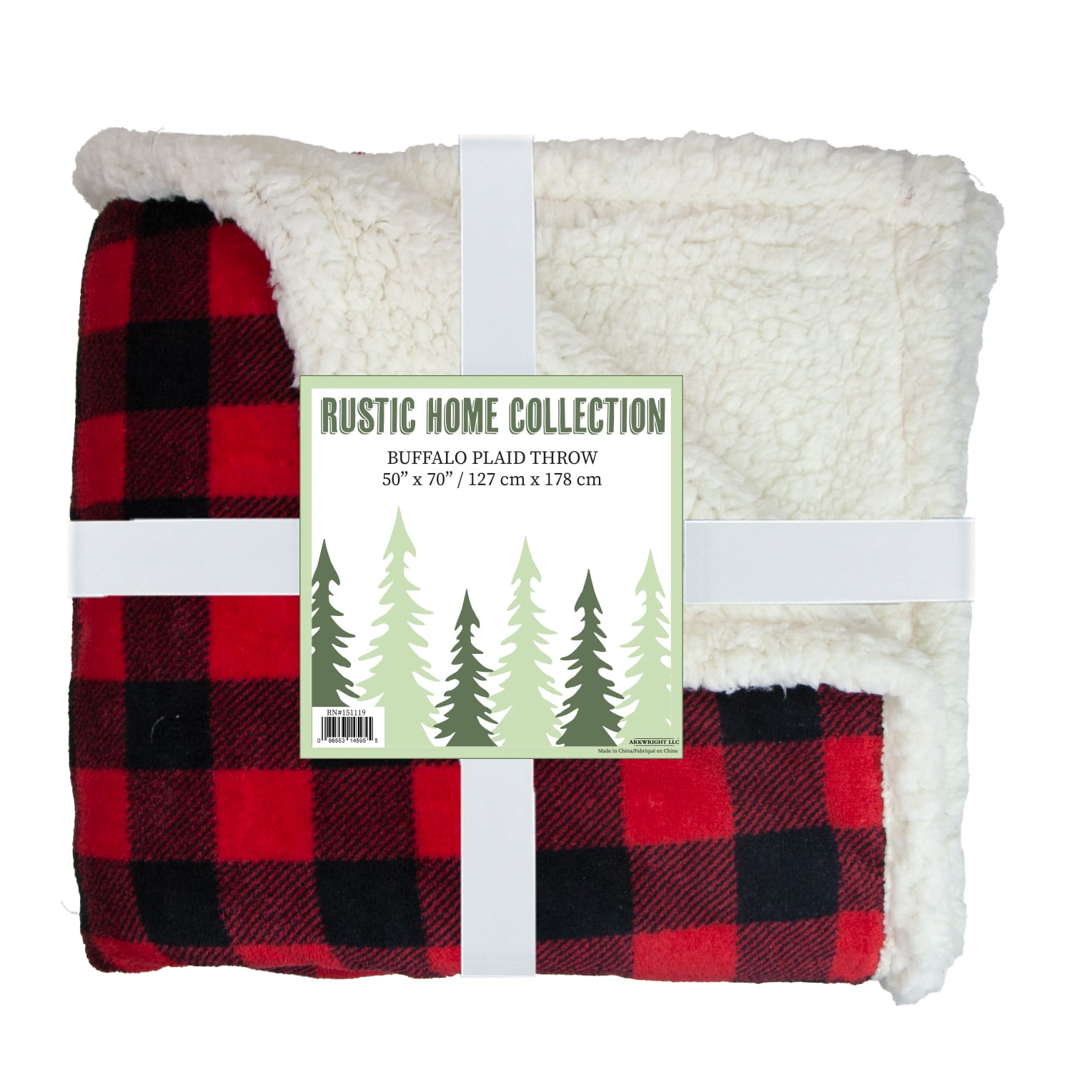 Buffalo Plaid Flannel Sherpa Throw Blanket (Bulk Case of 12