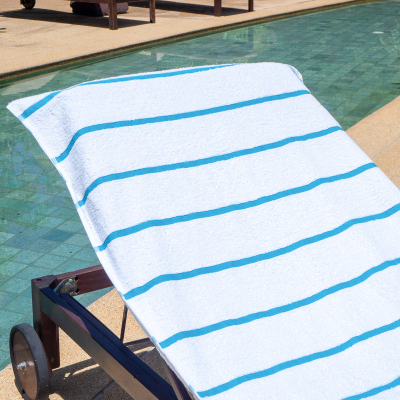 Case of 12 Pool Chair Covers (Oversized: 30x85 Inch, Cotton Chaise Lounge Cover with 8 Inch Deep Pocket to Fit Any Beach Chair