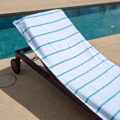 Las Rayas Pool Lounge Chair Cover 2-Pack with Fitted Top Pocket Extra Long 30x85 in.