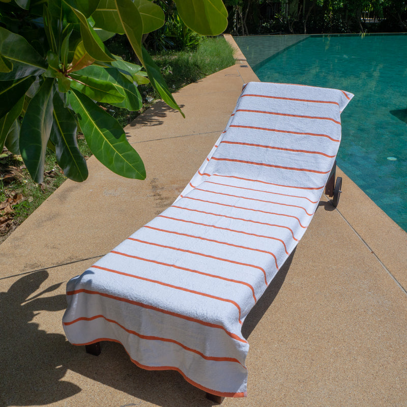 Case of 12 Pool Chair Covers (Oversized: 30x85 Inch, Cotton Chaise Lounge Cover with 8 Inch Deep Pocket to Fit Any Beach Chair
