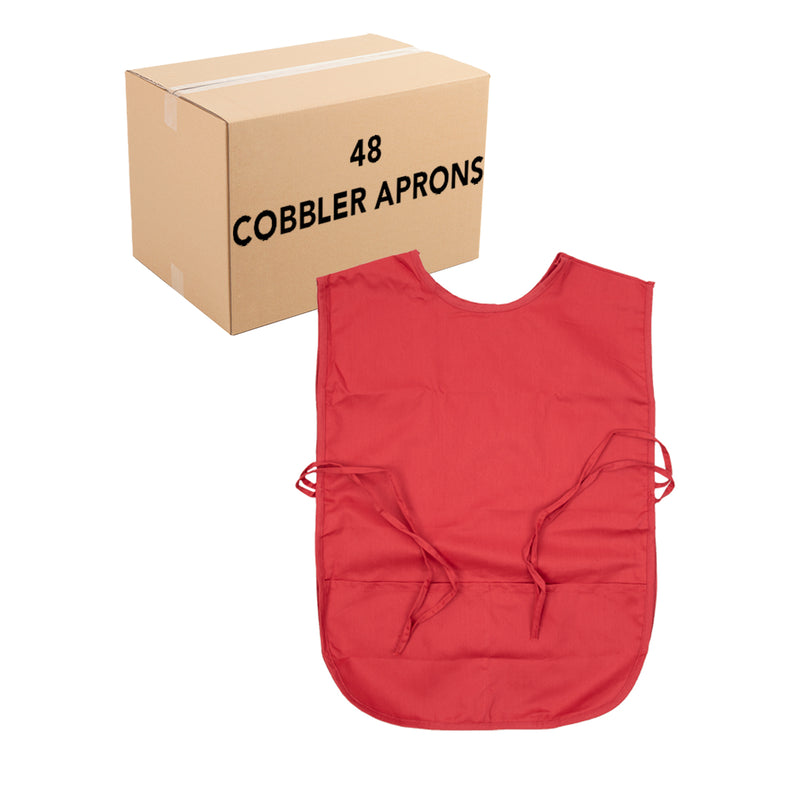 Cobbler Aprons, Two Pockets, Adjustable Side Ties, 29x30 in., Spun Polyester, Bulk Case of 48 or a 12-Pack
