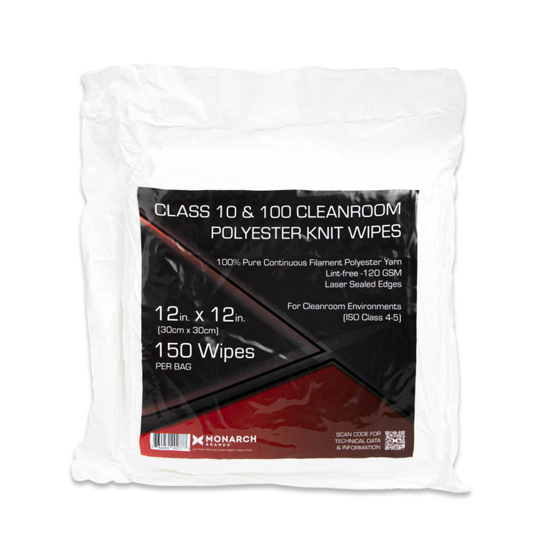 Oversized Cleanroom Wipers (12x12, 1500 Bulk Case) Polyester Knit Wipes for Lab, Electronics and Pharmaceutics