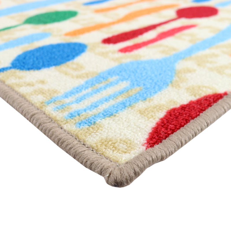 Sloppy Chef Printed Kitchen Rug - 18 x 30 in - Cutlery Design