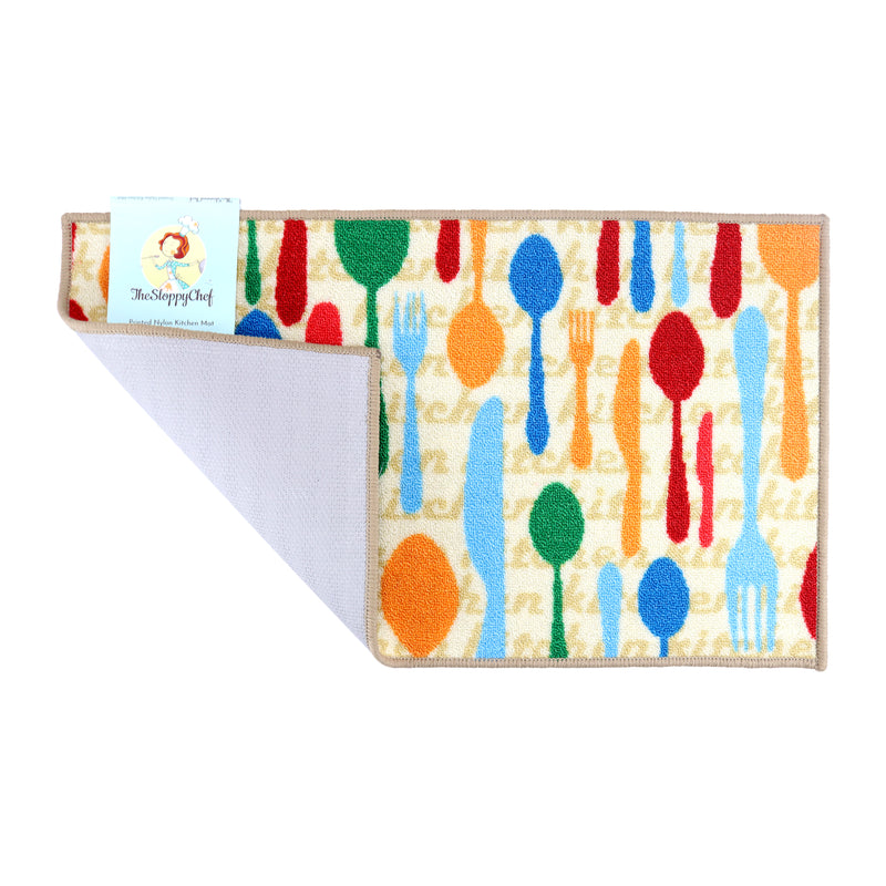 Sloppy Chef Printed Kitchen Rug - 18 x 30 in - Cutlery Design