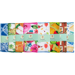Bulk Case of 288 Assorted Printed Microfiber Dishcloths, 12x12 in., 48 Six-Packs, Eight Cheerful Styles, One Style per 6-Pack