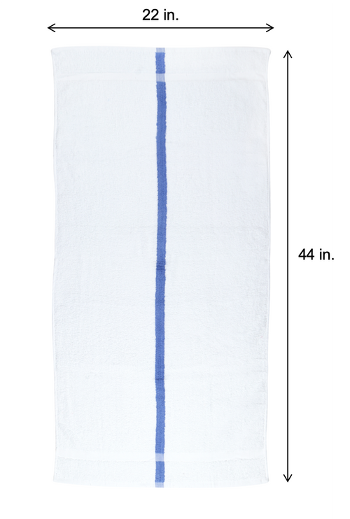 R&R Value Blue Center Stripe Pool Towel - 44 x 22 - 12 Pack