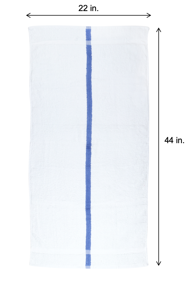 Pool Towels, Cotton, 22x24 in., White with Blue Center Stripe, Buy a 12-Pack or Buy a Case of 48