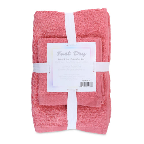 Home Spa Towel Set Pink Black Cotton Bath 2 Hand Washcloth 4 Piece