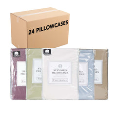 Case of 48 First Avenue T300 Pillowcases (24 Packs of 2) - Size Options - Assorted Colors