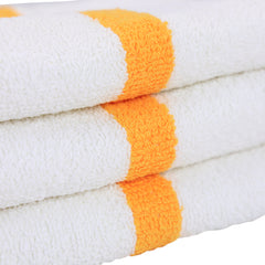 Power Gym Hand Towels White, Color Stripe, Cotton,16x27 in., Buy a Set of 12 or Case of 120