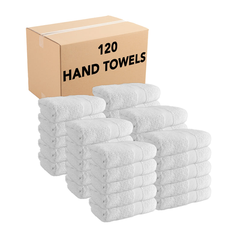Elite Pearl Hospitality Hand Towels (Case of 120), 16x27in., White Blended Cotton