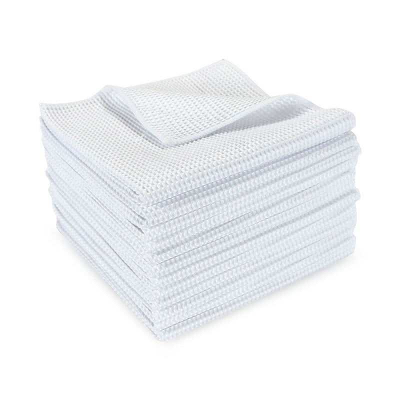 12 Pack of Waffle Microfiber Cleaning Cloths: 16 x 16, Color Options