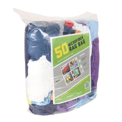 Case of 500 Microfiber Cleaning Rags: Assorted Colors, 12 x 12 (10 Bags of 50 Each)