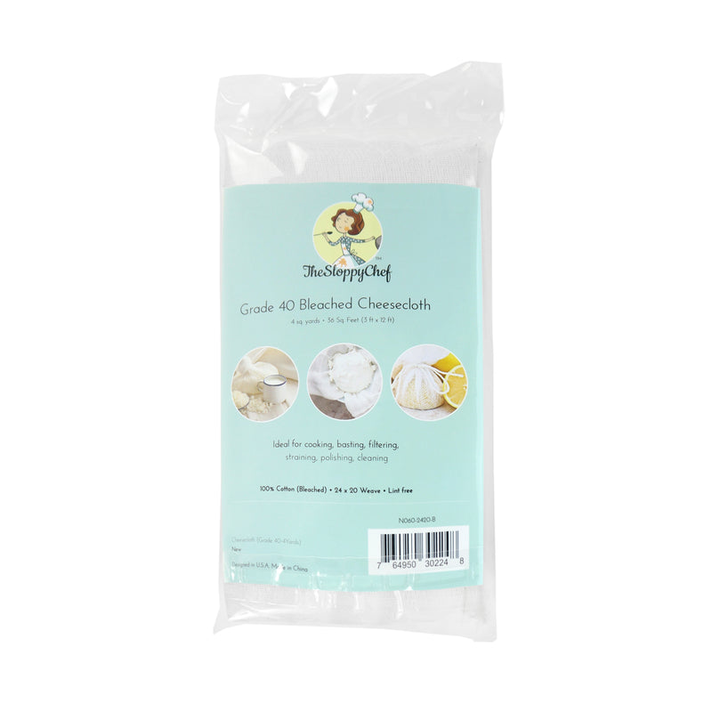 Grade 40 Bleached Cheesecloth,  3x12 ft. (36 sq. ft.), Buy by the Single Bag or a Bulk Case of 50 Bags