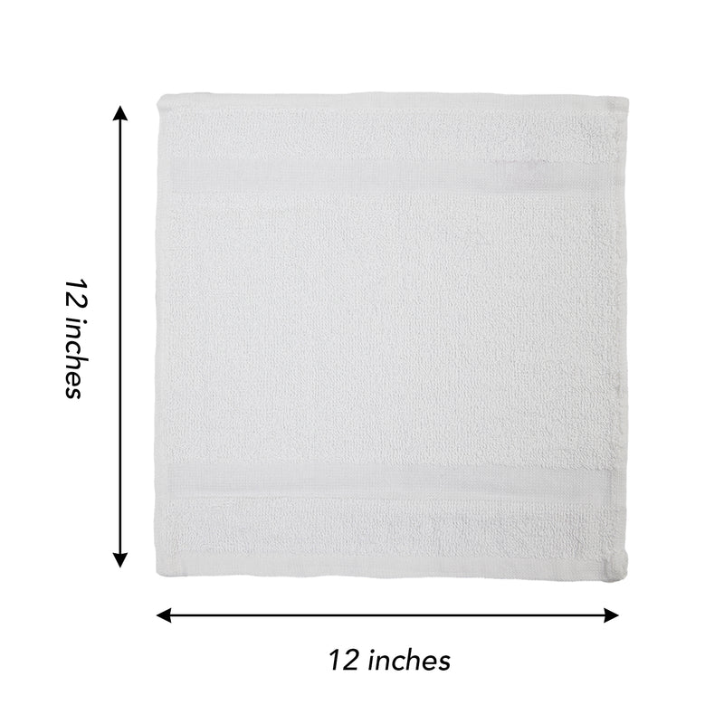 Elite Pearl Hospitality Washcloths, 12x12 in., White Blended Cotton, Buy a Case of 120 or 300