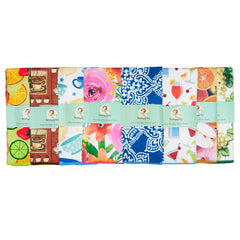 Bulk Case of 288 Assorted Printed Microfiber Kitchen Towels, 16x26 in., 48 Three-Packs, Eight Cheerful Styles, One Style per 3-Pack