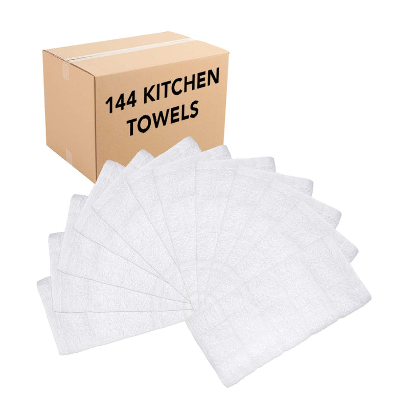Windowpane Stripe Kitchen Towels 12-Pack, Cotton, 15 x 25 in., Six Stripe Colors, Buy a 12-Pack or Buy a Case of 144
