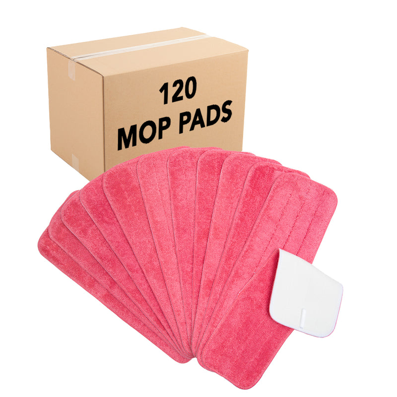 Case of 120 Microfiber Flat Wet Mop Refill Pads - Color and Size Options