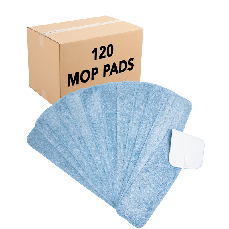 Case of 120 Microfiber Flat Wet Mop Refill Pads - Color and Size Options