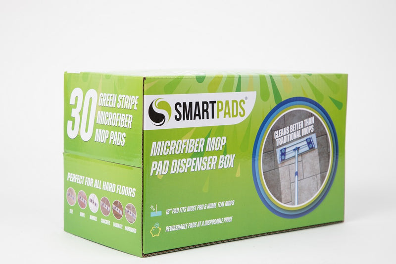 SmartPads Reusable Microfiber Mop Pads (18 Inch) in a Dispenser Box (30 mop pads)