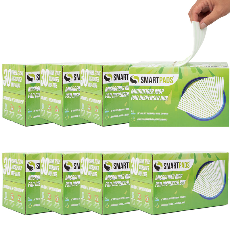 Case of 8 Boxes of Reusable Microfiber Mop Pads (18 Inch) - Each Dispenser Box Contains 30 Mop Pads