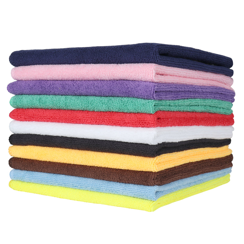 12 Pack of Microfiber Janitorial Cleaning Cloths - 16 x 16 - Color Options - 49 Grams