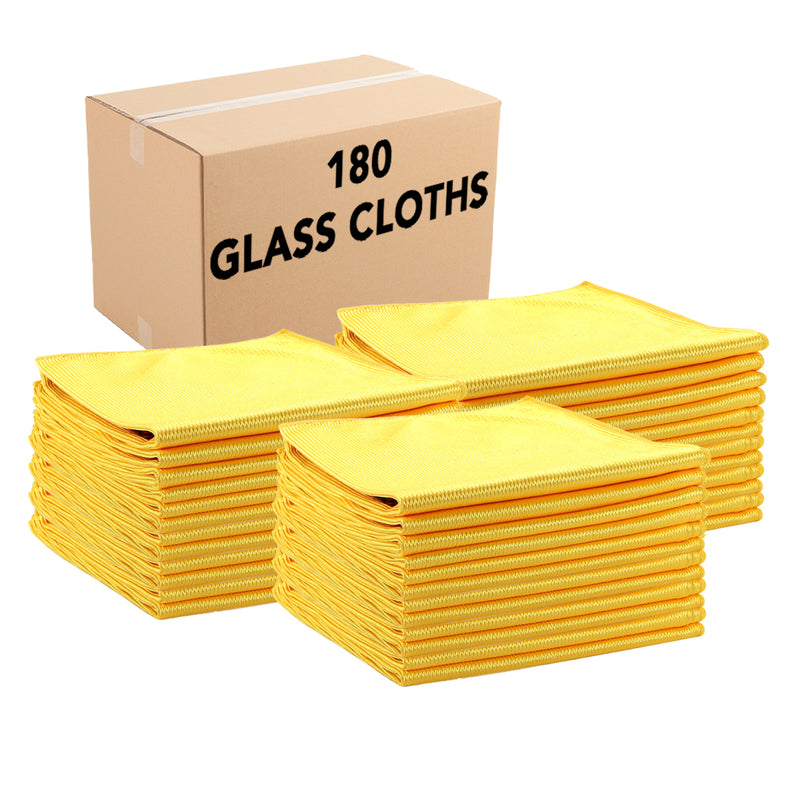 Case of 180 Microfiber Glass Cleaning Cloths 16 x 16 Inch - Color Options