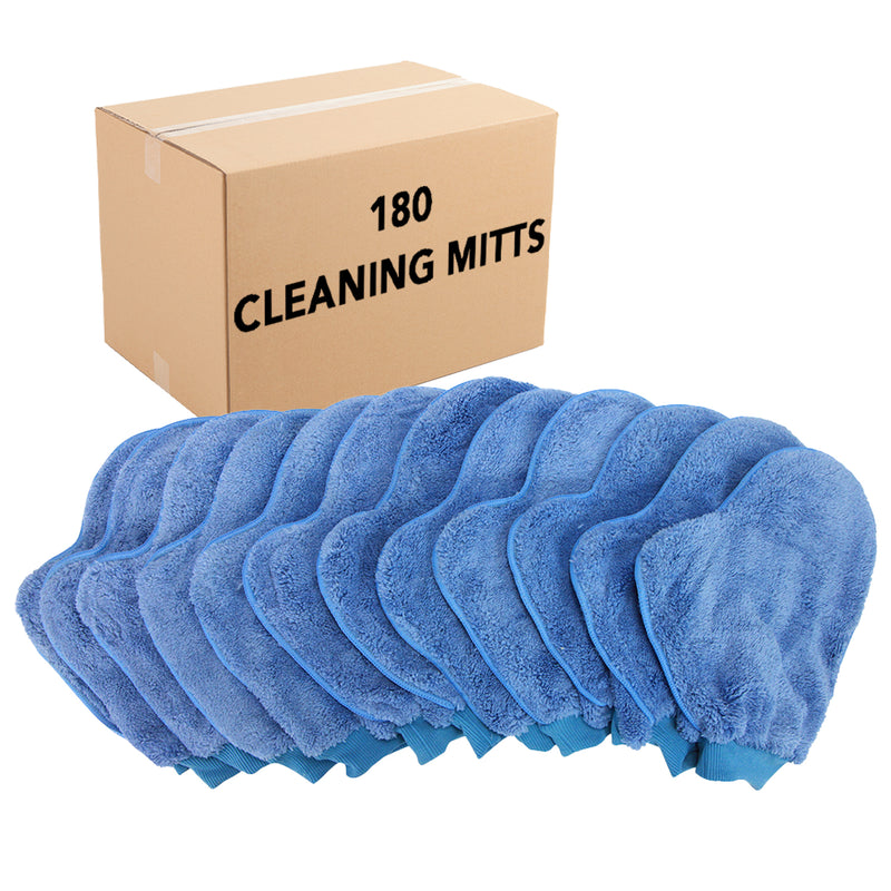 Case of 180 Dusting Mitts - Blue - Microfiber - One Size Fits All - Reusable