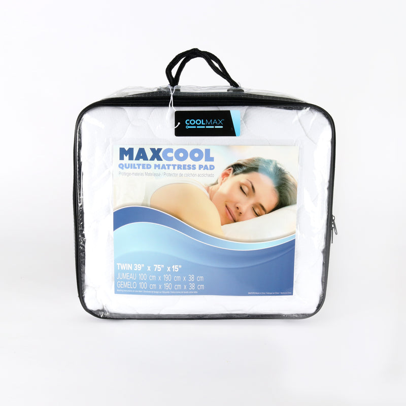 Max Cool Cooling Mattress Pad, Hypo-allergenic, Quilted Honeycomb Microfiber Top Layer, 18” Deep Fitted Skirt, Multiple Bed Sizes Available