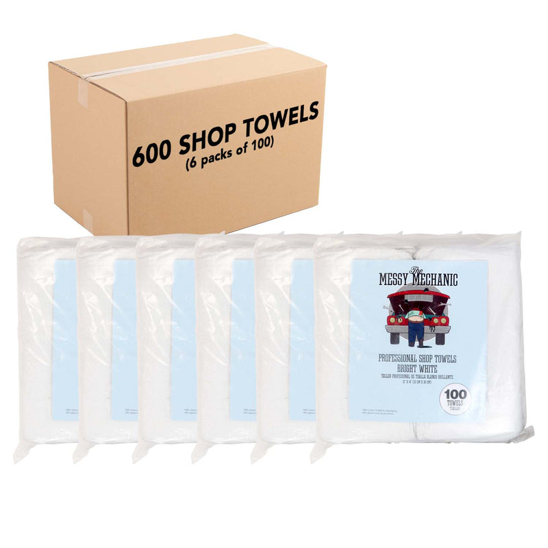 Case of 600 Messy Mechanic Shop Towels: 12 x 14, Color Options