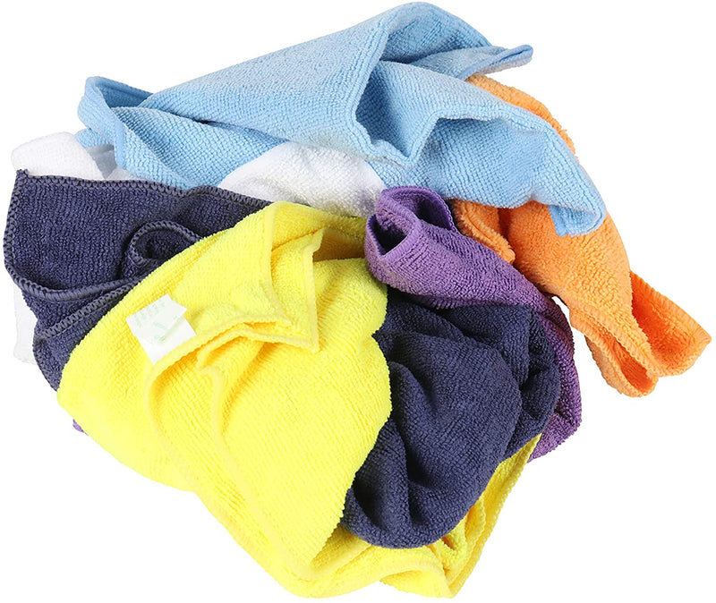 Bag of 50 Microfiber Cleaning Rags: Assorted Colors, 12 x 12
